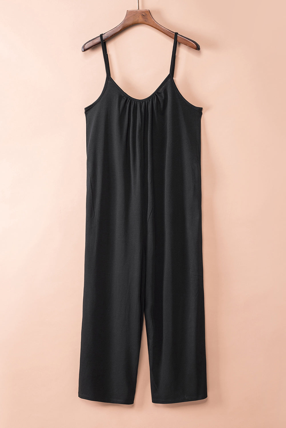 Black Spaghetti Straps Wide Leg Pocketed Jumpsuits Jumpsuits & Rompers JT's Designer Fashion