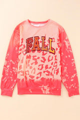 Pink FALL Leopard Print Long Sleeve Pullover Sweatshirt Graphic Sweatshirts JT's Designer Fashion