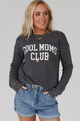 Gray COOL MOMS CLUB Drop Shoulder Sweatshirt Sweatshirts & Hoodies JT's Designer Fashion