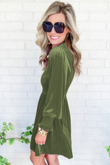 Moss Frilled Neck Smocked Bodice Velvet Dress Dresses JT's Designer Fashion