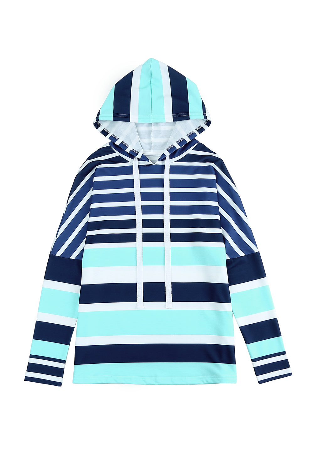 Multi Striped Drawstring Long Sleeve Hoodie Sweatshirts & Hoodies JT's Designer Fashion