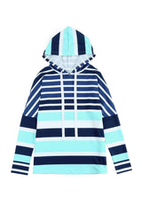 Multi Striped Drawstring Long Sleeve Hoodie Sweatshirts & Hoodies JT's Designer Fashion