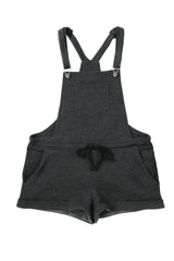 Gray Vintage Washed Drawstring Short Overalls Jumpsuits & Rompers JT's Designer Fashion