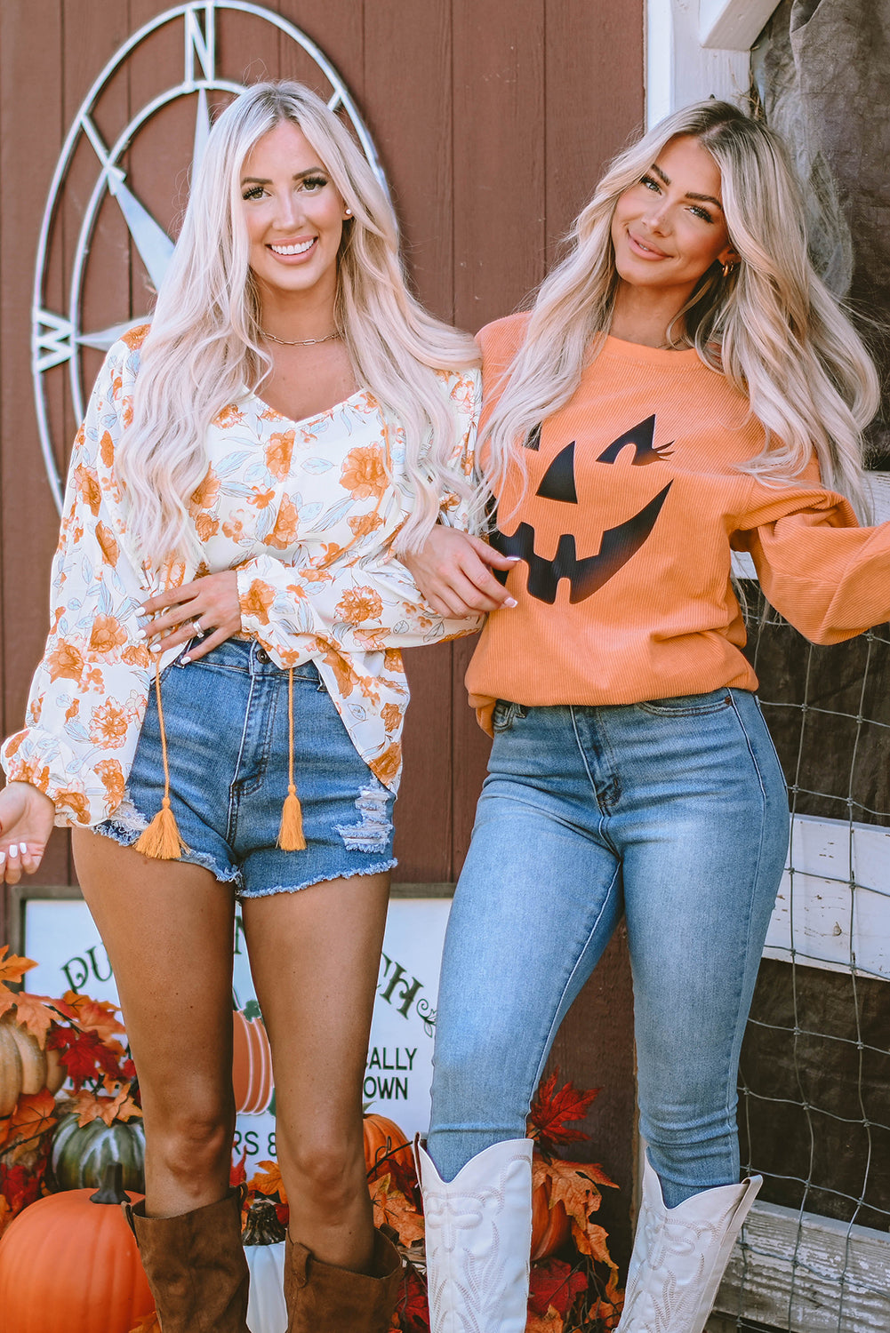 Orange Pumpkin Smile Face Graphic Sweatshirt Graphic Sweatshirts JT's Designer Fashion