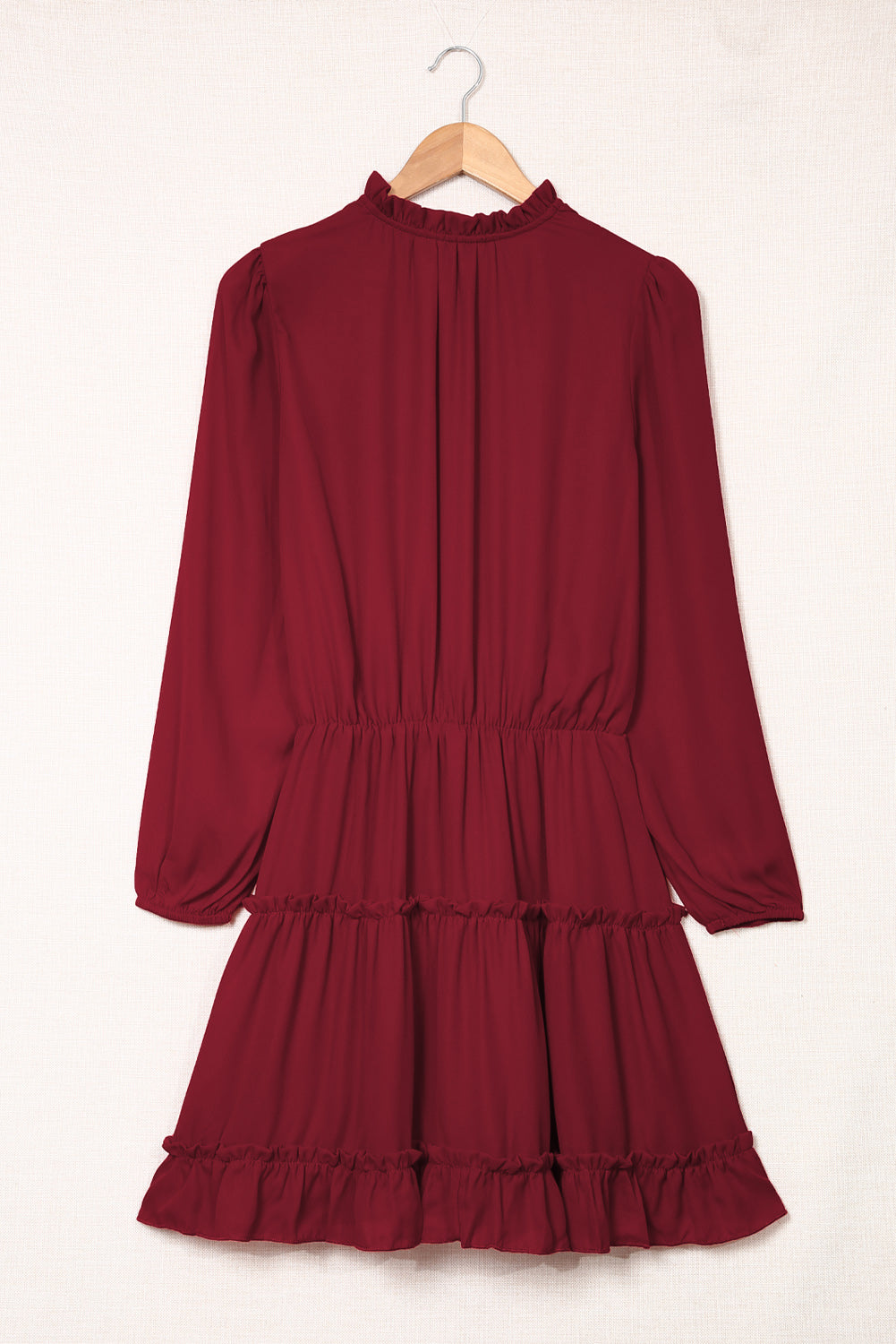 V Neck Long Sleeve Ruffle Tiered Mini Dress Mini Dresses JT's Designer Fashion