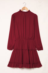 V Neck Long Sleeve Ruffle Tiered Mini Dress Mini Dresses JT's Designer Fashion