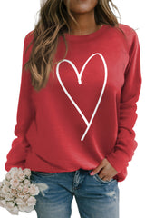Fiery Red Simple Heart Graphic Valentine's Sweatshirt Graphic Sweatshirts JT's Designer Fashion