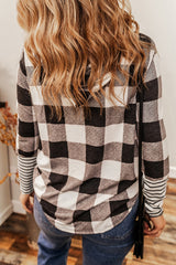 Multicolour Plaid Striped Patchwork Slim Fit Drawstring Hoodie Sweatshirts & Hoodies JT's Designer Fashion