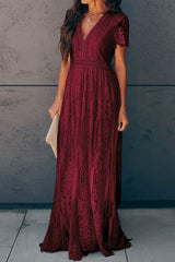 Red Blue Fill Your Heart Lace Long Dress Maxi Dresses JT's Designer Fashion