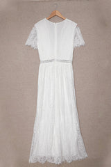 White Blue Fill Your Heart Lace Long Dress Maxi Dresses JT's Designer Fashion