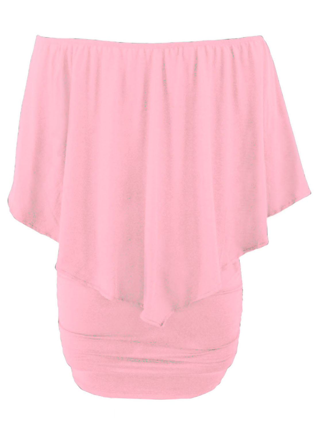 Plus Size Multiple Dressing Layered Pink Mini Poncho Dress Plus Size Dresses JT's Designer Fashion