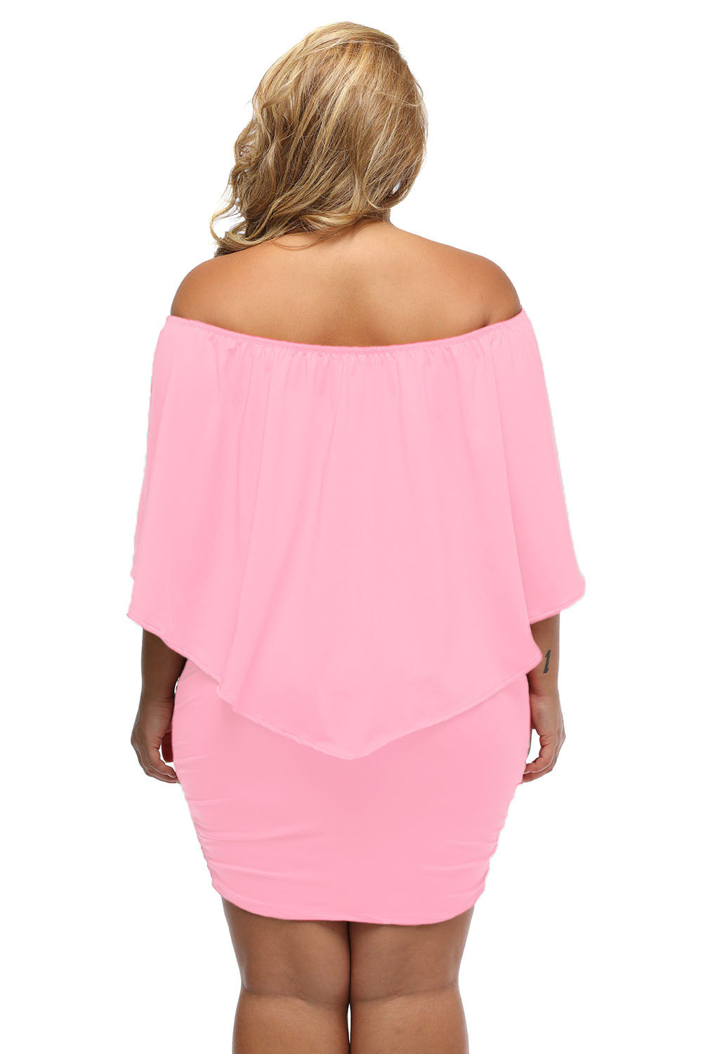 Plus Size Multiple Dressing Layered Pink Mini Poncho Dress Plus Size Dresses JT's Designer Fashion