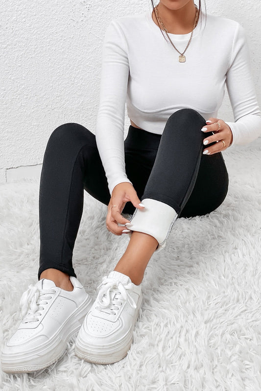 Black Fleece Lining Winter High Waist Leggings Bottoms JT's Designer Fashion