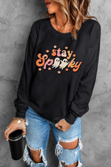 Black Halloween stay Spooky Graphic Sweatshirt Graphic Sweatshirts JT's Designer Fashion