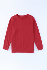 Red Solid Round Neck Raglan Sleeve Sweatshirt Sweatshirts & Hoodies JT's Designer Fashion