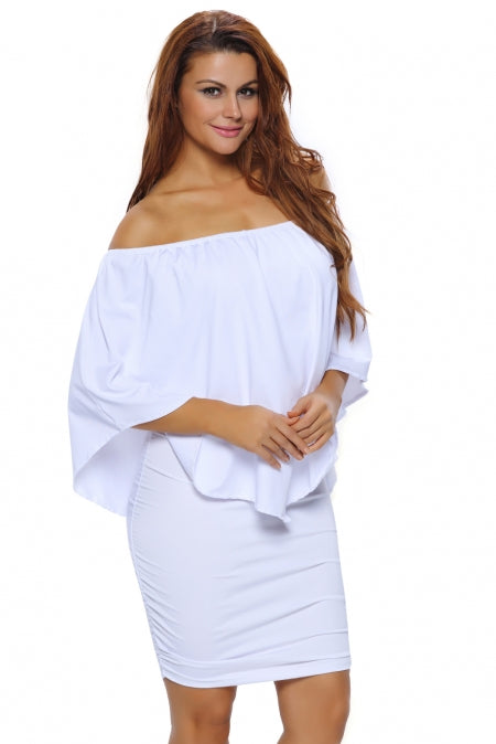 Multiple Dressing Layered White Mini Poncho Dress Mini Dresses JT's Designer Fashion