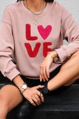 Pink Valentines LOVE Graphic Corded Baggy Sweatshirt Graphic Sweatshirts JT's Designer Fashion