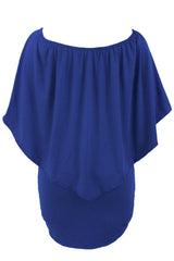 Multiple Dressing Layered Blue Mini Poncho Dress Mini Dresses JT's Designer Fashion