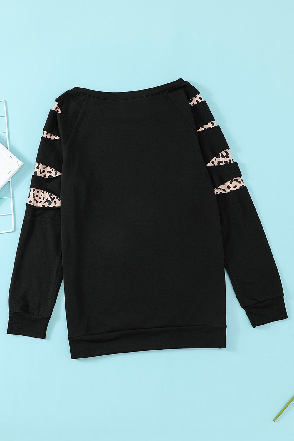 Black Leopard PUMPKIN SEASON Graphic Ripped Sleeve Sweatshirt Graphic Sweatshirts JT's Designer Fashion