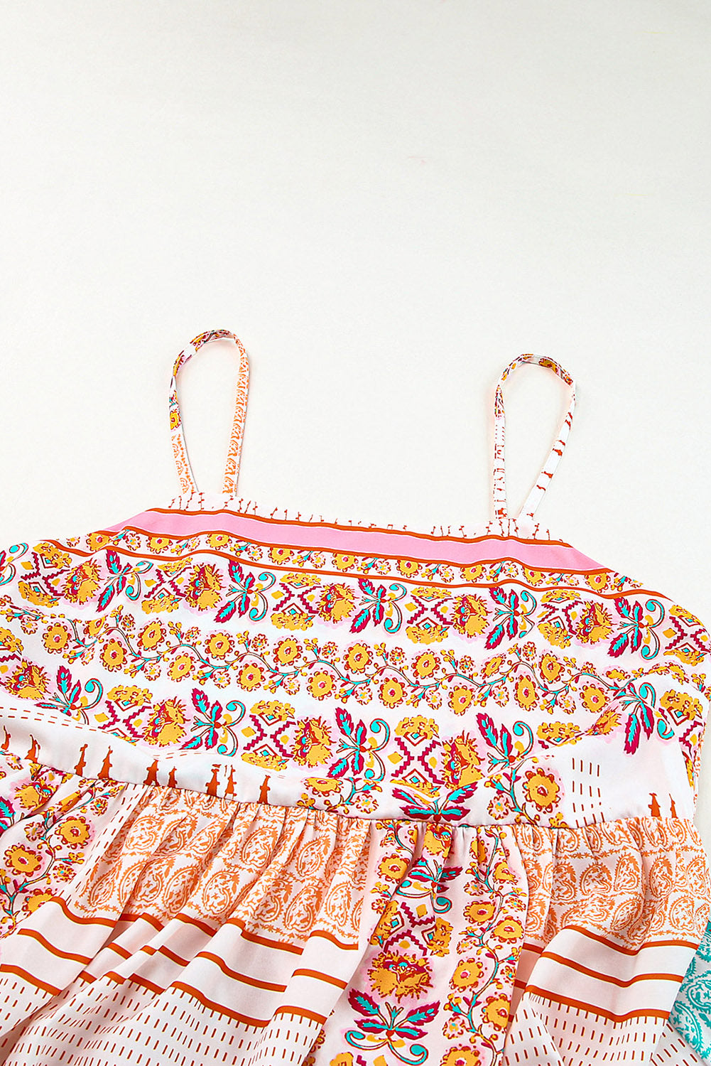 Multicolor Boho Patchwork Print Square Neck Sundress Maxi Dresses JT's Designer Fashion