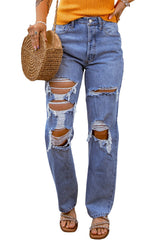 Sky Blue Heavy Destroyed Big Hole Boyfriend Jeans Jeans JT's Designer Fashion