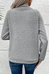 Gray Solid Button Detail Sweatshirt Sweatshirts & Hoodies JT's Designer Fashion