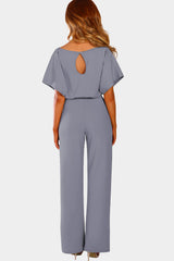 Gray Oh So Glam Belted Wide Leg Jumpsuit Jumpsuits & Rompers JT's Designer Fashion