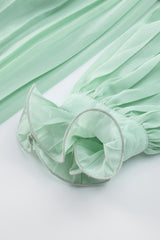 Green Pleated Ruffled Tie Waist Buttons V Neck Romper Jumpsuits & Rompers JT's Designer Fashion