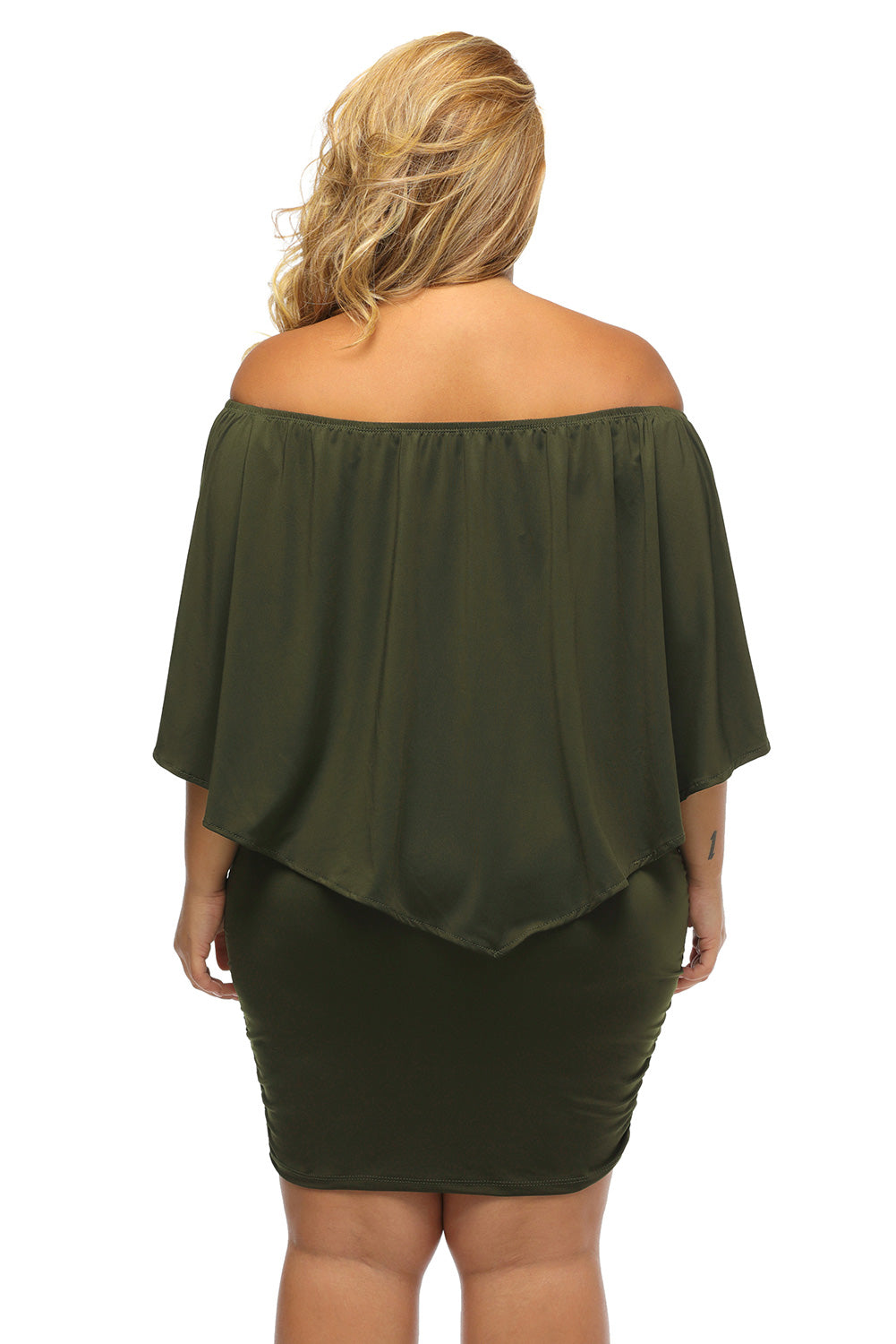 Plus Size Multiple Dressing Layered Army Green Mini Poncho Dress Plus Size Dresses JT's Designer Fashion