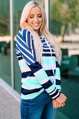 Multi Striped Drawstring Long Sleeve Hoodie Sweatshirts & Hoodies JT's Designer Fashion