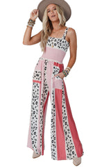 Leopard Color Block Mix Print Pocketed Jumpsuit Jumpsuits & Rompers JT's Designer Fashion