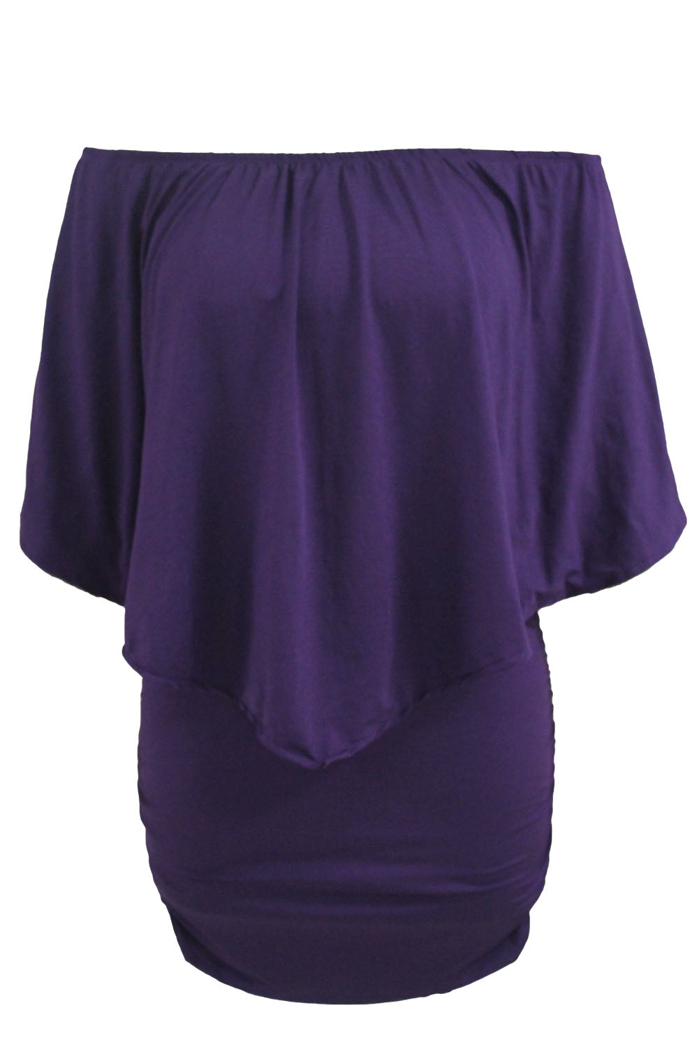 Plus Size Multiple Dressing Layered Purple Mini Poncho Dress Plus Size Dresses JT's Designer Fashion