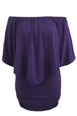 Plus Size Multiple Dressing Layered Purple Mini Poncho Dress Plus Size Dresses JT's Designer Fashion