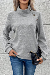 Gray Solid Button Detail Sweatshirt Sweatshirts & Hoodies JT's Designer Fashion