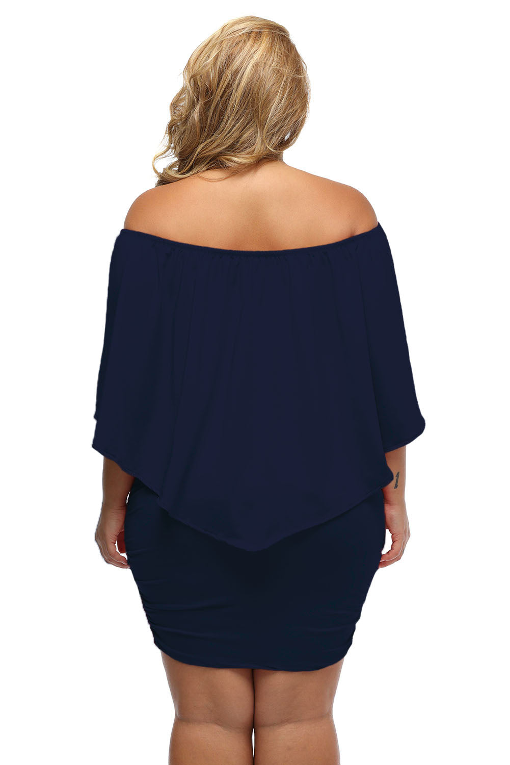 Plus Size Multiple Dressing Layered Dark Blue Mini Poncho Dress Plus Size Dresses JT's Designer Fashion