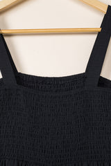 Black Smocked Sleeveless Wide Leg Jumpsuit with Pockets Jumpsuits & Rompers JT's Designer Fashion
