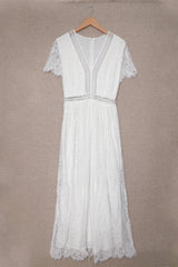White Blue Fill Your Heart Lace Long Dress Maxi Dresses JT's Designer Fashion