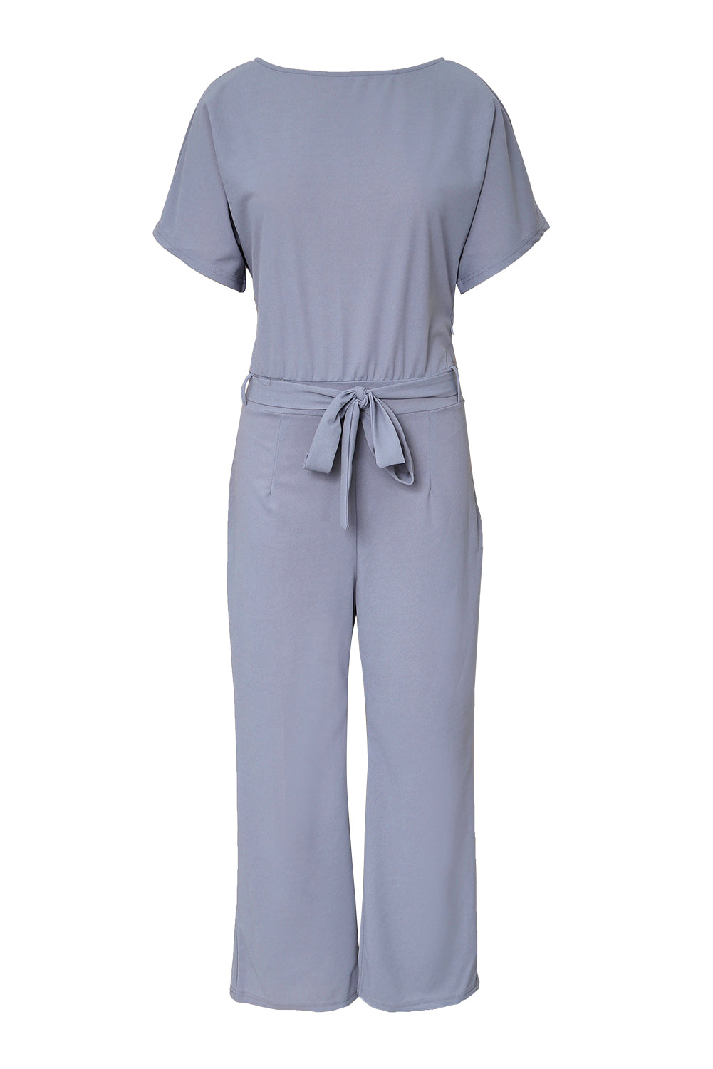 Gray Oh So Glam Belted Wide Leg Jumpsuit Jumpsuits & Rompers JT's Designer Fashion