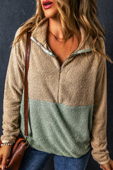 Smoke Gray 2-tone Color Block Half Zip Fleece Sweatshirt Sweatshirts & Hoodies JT's Designer Fashion