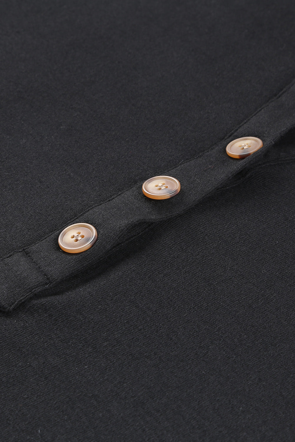 Black Buttoned High and Low Hem Hoodie Sweatshirts & Hoodies JT's Designer Fashion