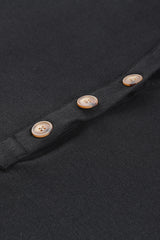 Black Buttoned High and Low Hem Hoodie Sweatshirts & Hoodies JT's Designer Fashion