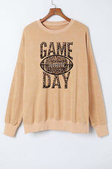 Khaki Loose Leopard GAME DAY Graphic Sweatshirt Graphic Sweatshirts JT's Designer Fashion