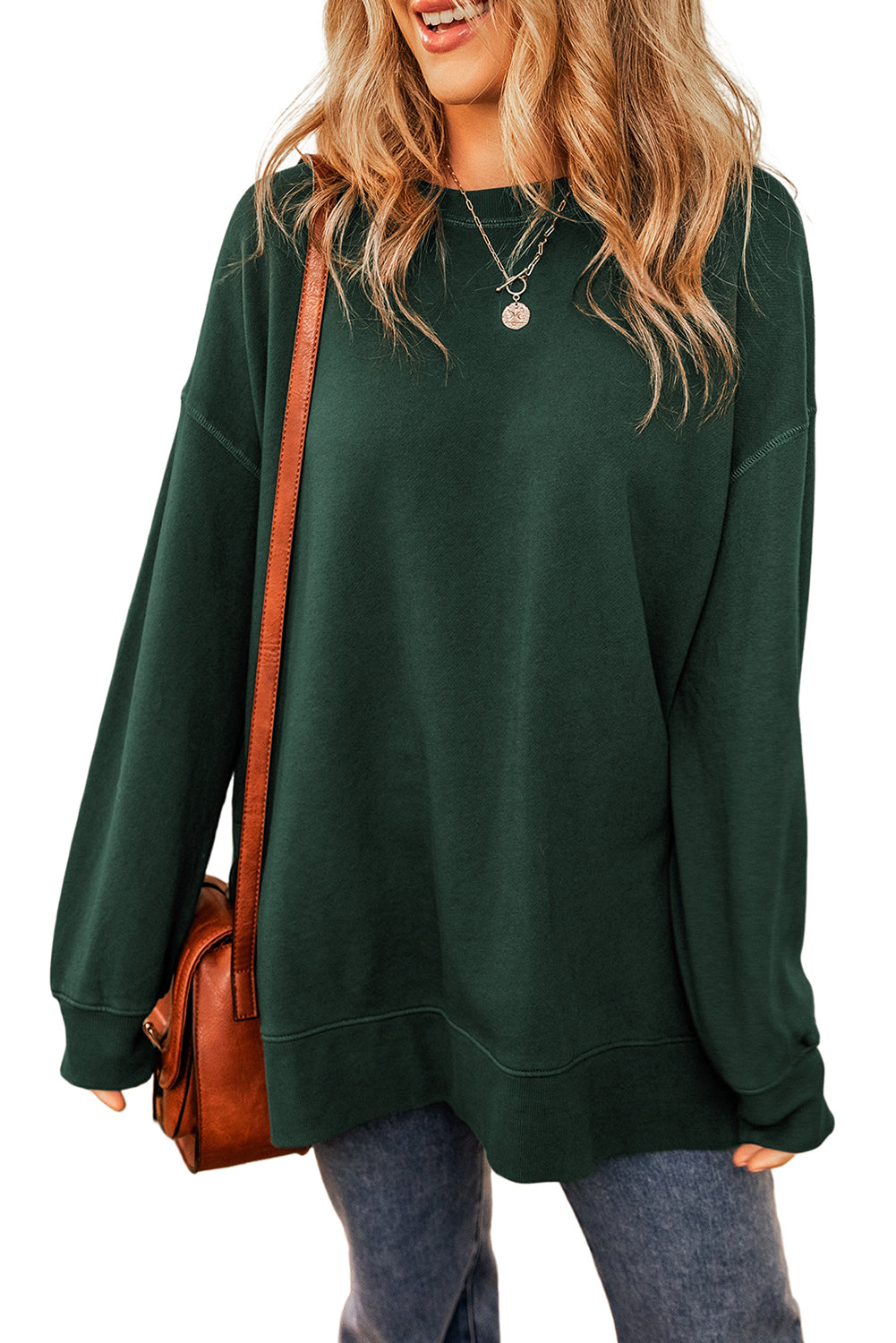Duffel Lock Seam Detail Drop Shoulder Split Hem Sweatshirt Sweatshirts & Hoodies JT's Designer Fashion