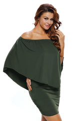 Multiple Dressing Layered Army Green Mini Poncho Dress Mini Dresses JT's Designer Fashion