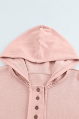 Pink Casual Button Solid Patchwork Trim Hoodie Sweatshirts & Hoodies JT's Designer Fashion