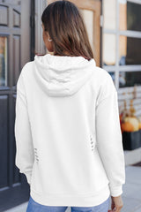 White PUMPKIN SPICE Distressed Hoodie Graphic Sweatshirts JT's Designer Fashion