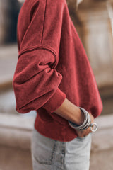 Ruby Drop Shoulder Crew Neck Pullover Sweatshirt Sweatshirts & Hoodies JT's Designer Fashion
