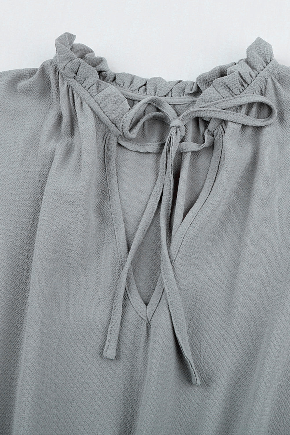 Gray V Neck Long Sleeve Ruffle Tiered Mini Dress Mini Dresses JT's Designer Fashion