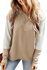 Parchment Contrast Splicing Sleeves Hooded Sweatshirt Sweatshirts & Hoodies JT's Designer Fashion