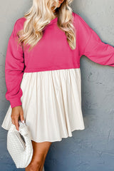 Rose Red Sweatshirt Poplin 2-in-1 Mini Dress Dresses JT's Designer Fashion